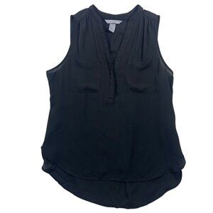 H&M Black  Sleeveless chiffon Tunic Tank Top  V-Neck size US 40